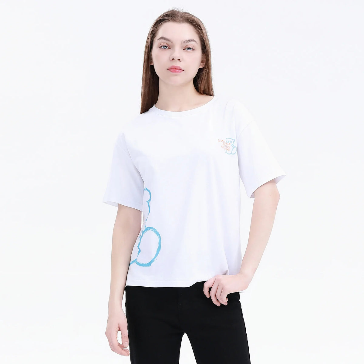 White Printed Street Look T.Shirt For Women Image