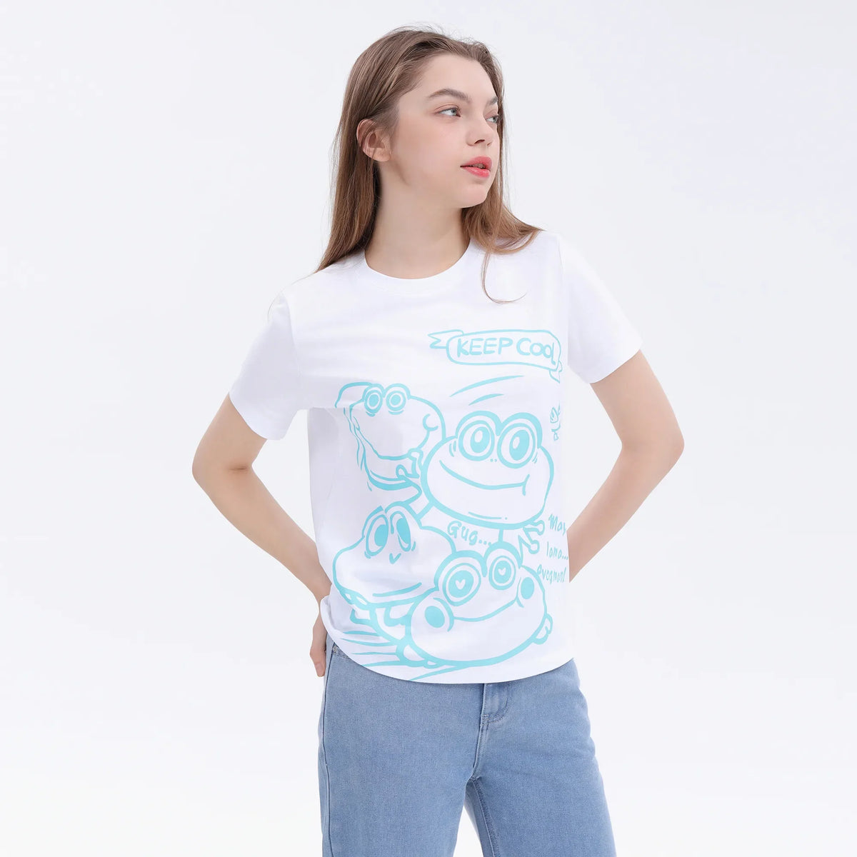 White Printed Street Look T.Shirt For Women Image