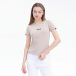 Beige Embroidery Street Look T.Shirt For Women Image