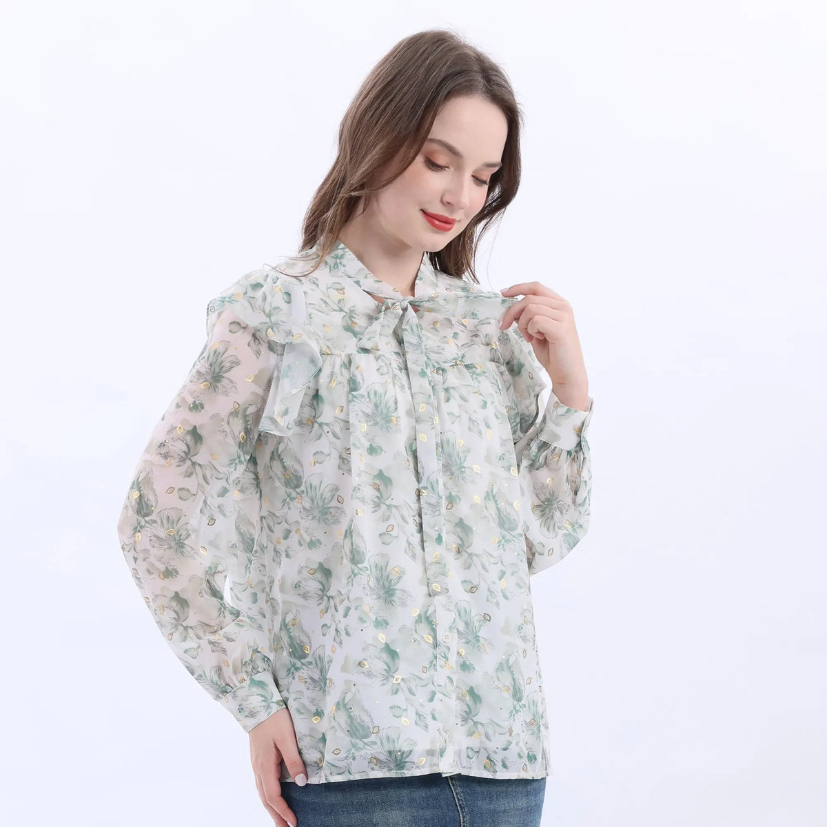 Floral Classic Shirt For Women Image