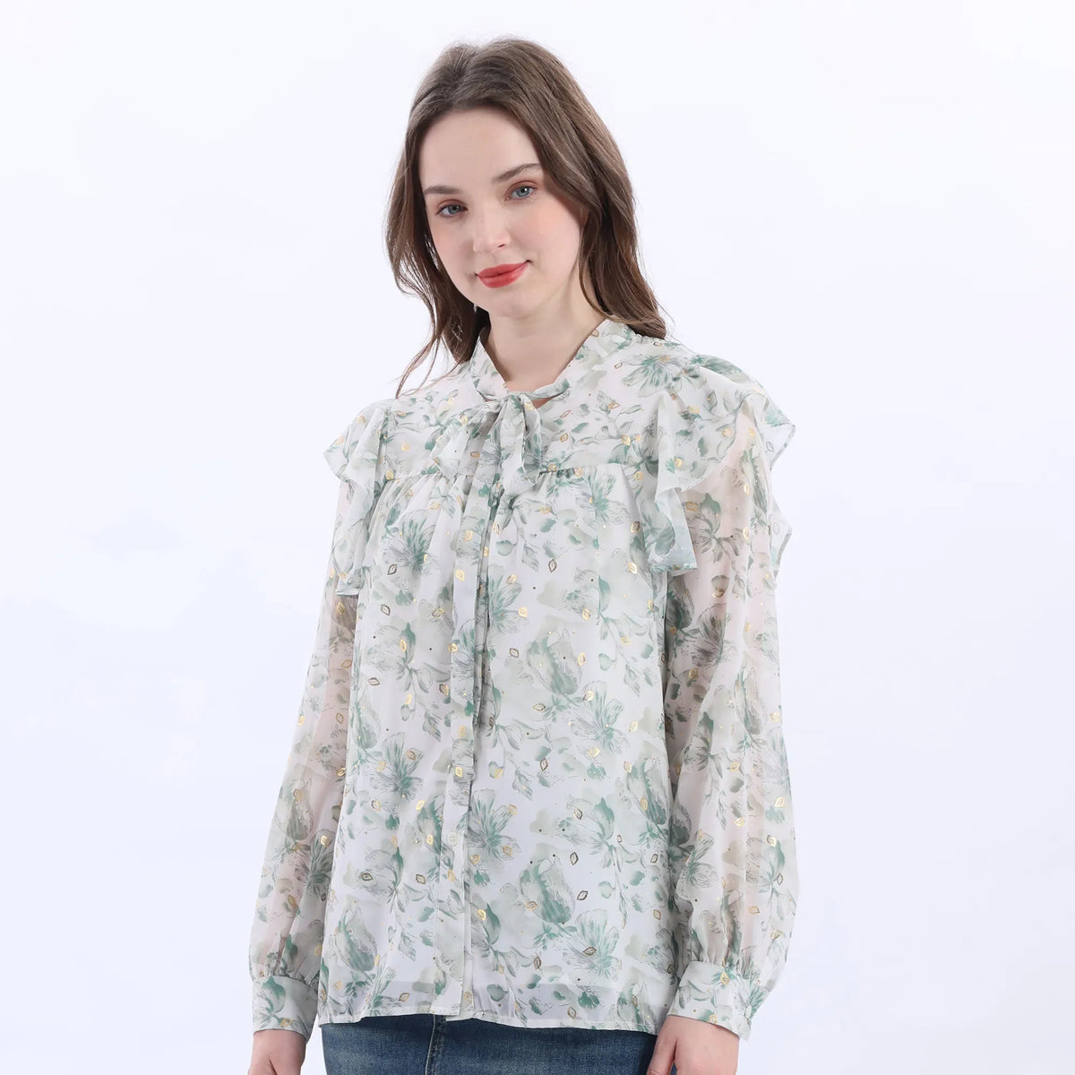 Floral Classic Shirt For Women Image