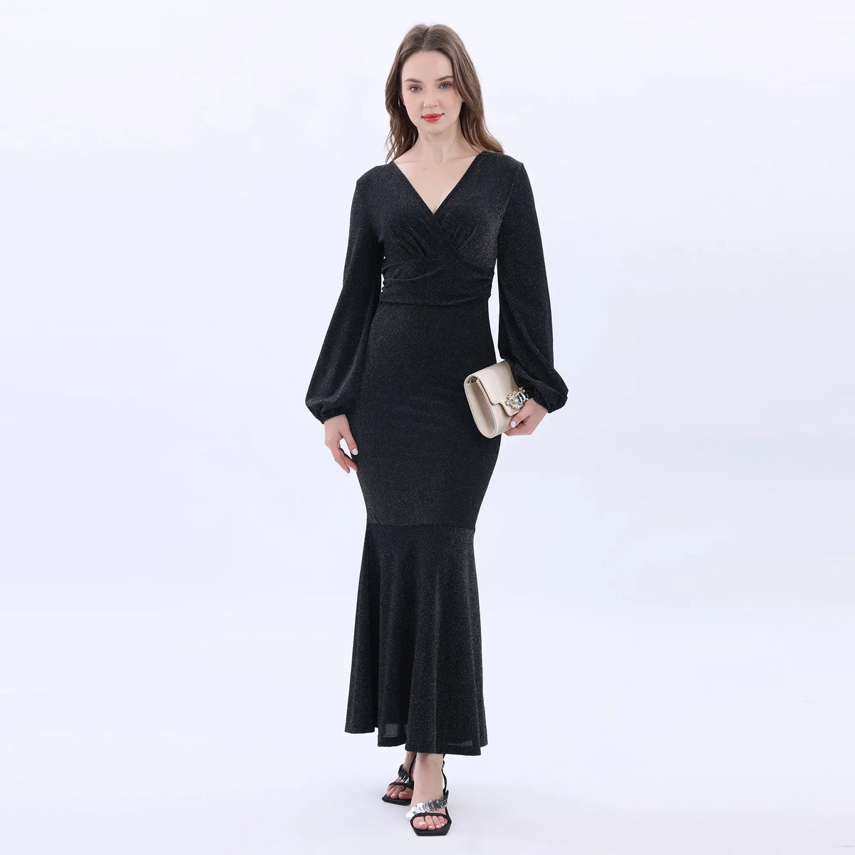 Black Prominent Skin Evening Dress For Women Image