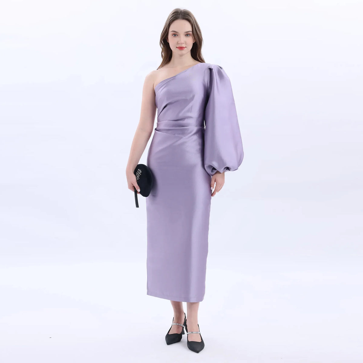 Purple Satin Purple Evening Dress For Women Image