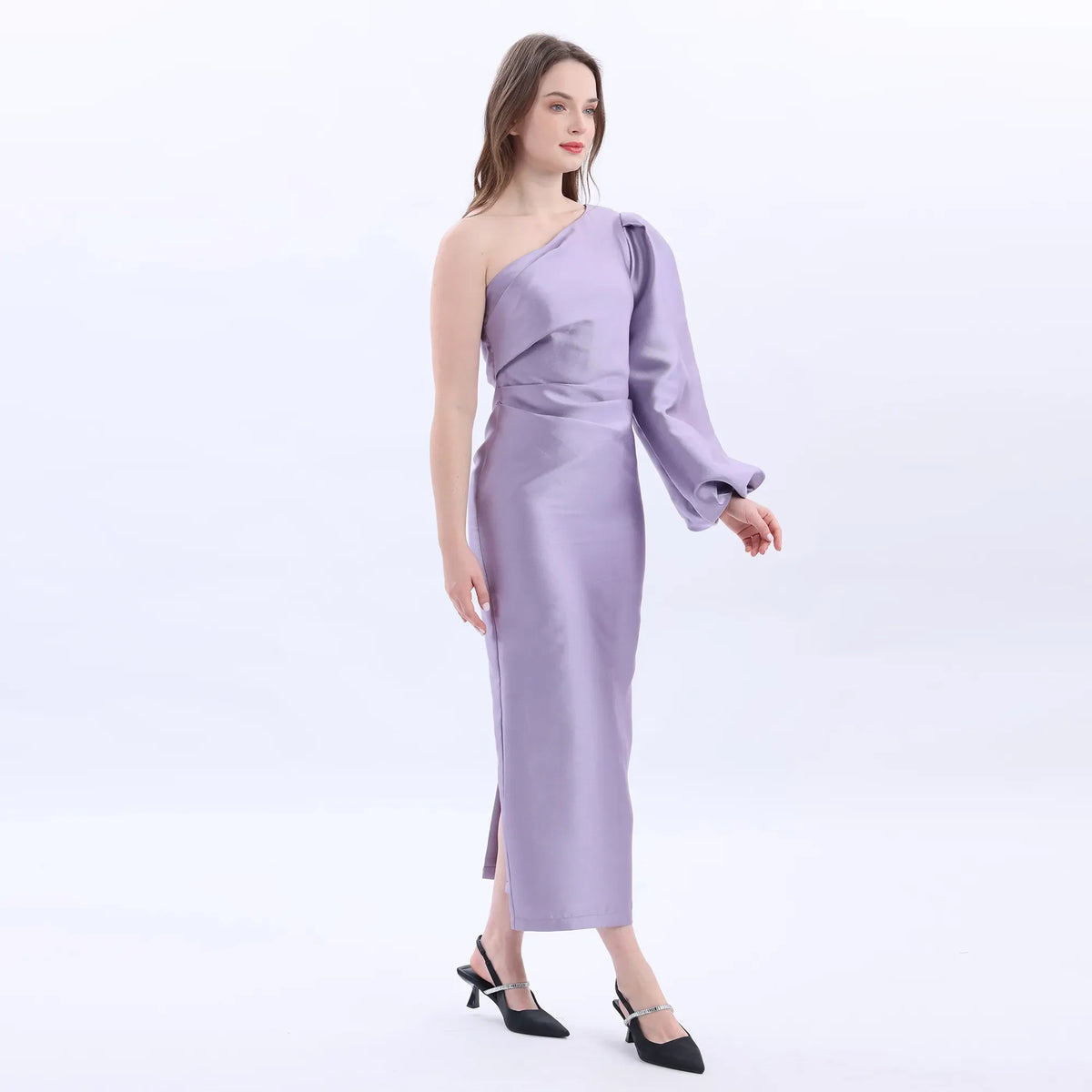 Satin Purple Evening Dress For Women Image