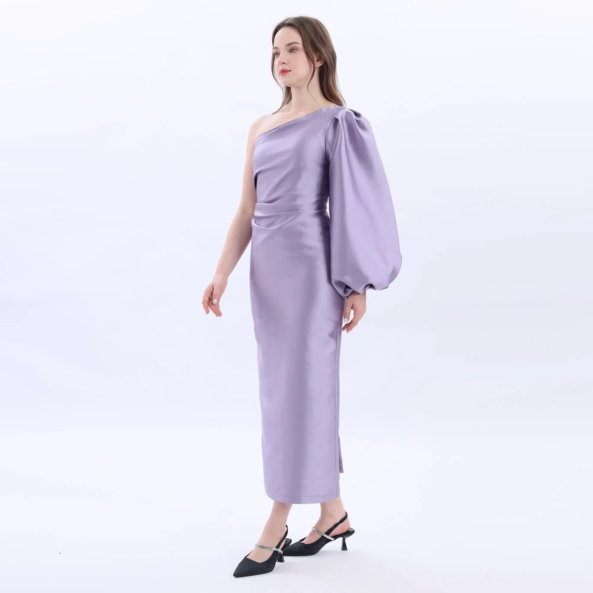 Satin Purple Evening Dress For Women Image