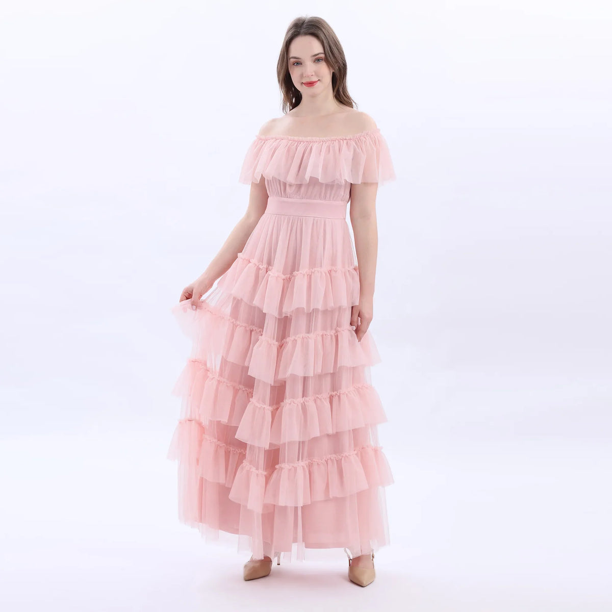 Light Pink Danish Tulle Evening Dress For Women Image