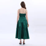 Green Satin Evening Dress For Women Image