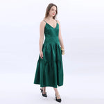 Green Satin Evening Dress For Women Image