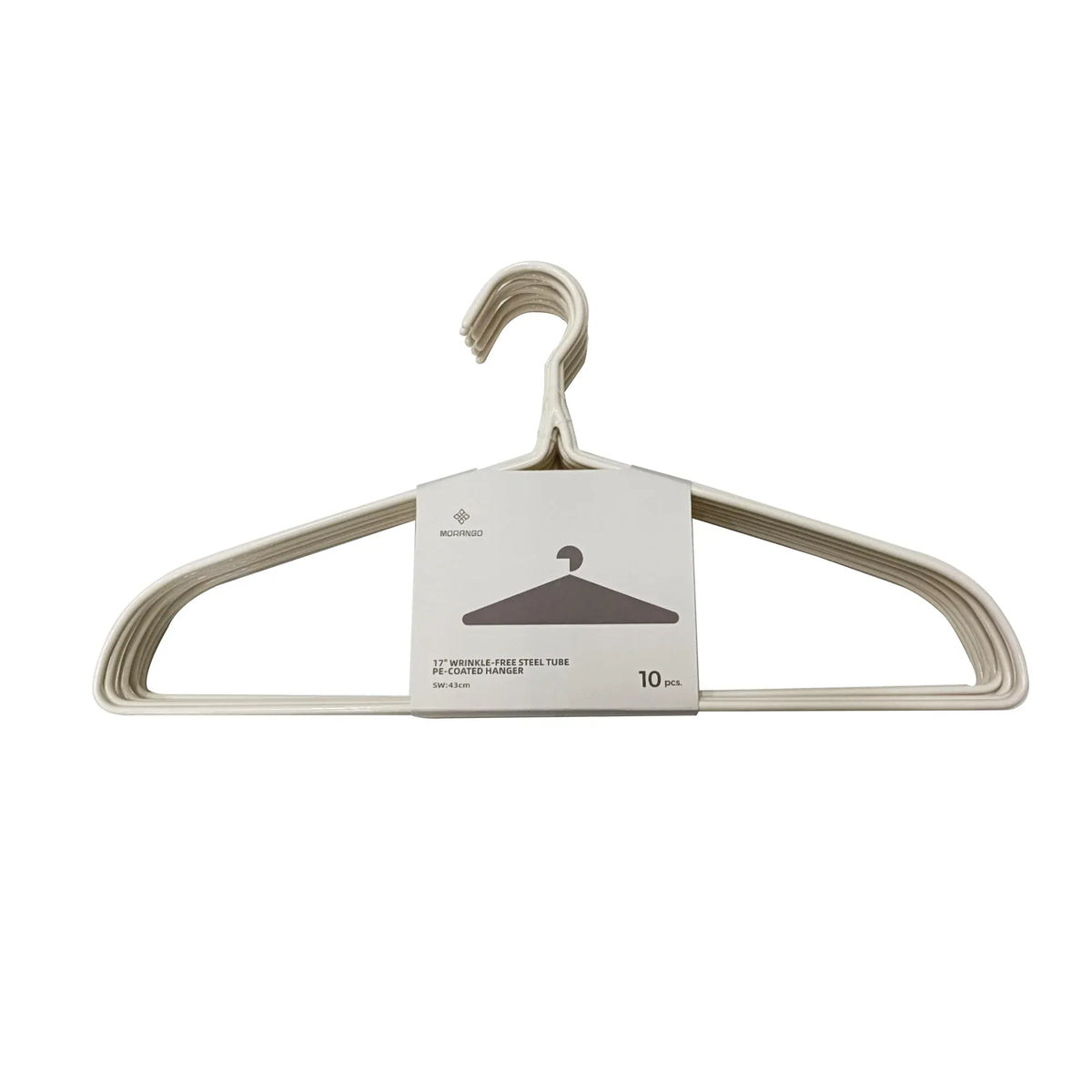 Free Shiny Cream Wrinkle-free Steel Tube PE- 17 Coated Clothes Hanger 10PC Image