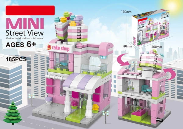 Mini Street View Blocks Cake Shop (185Pcs) 6-7Y Pink Image