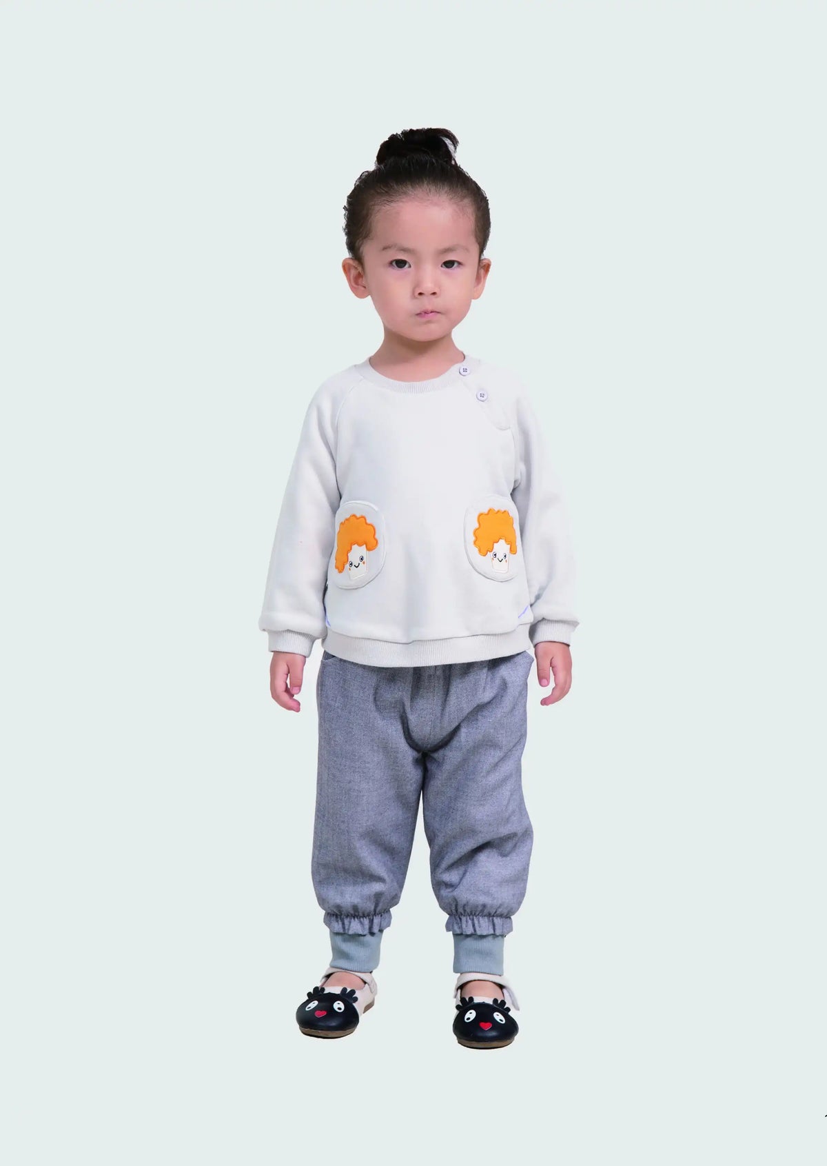 Plain Casual Pullover For Baby Girls 66 | 6-9M Light Gray Image