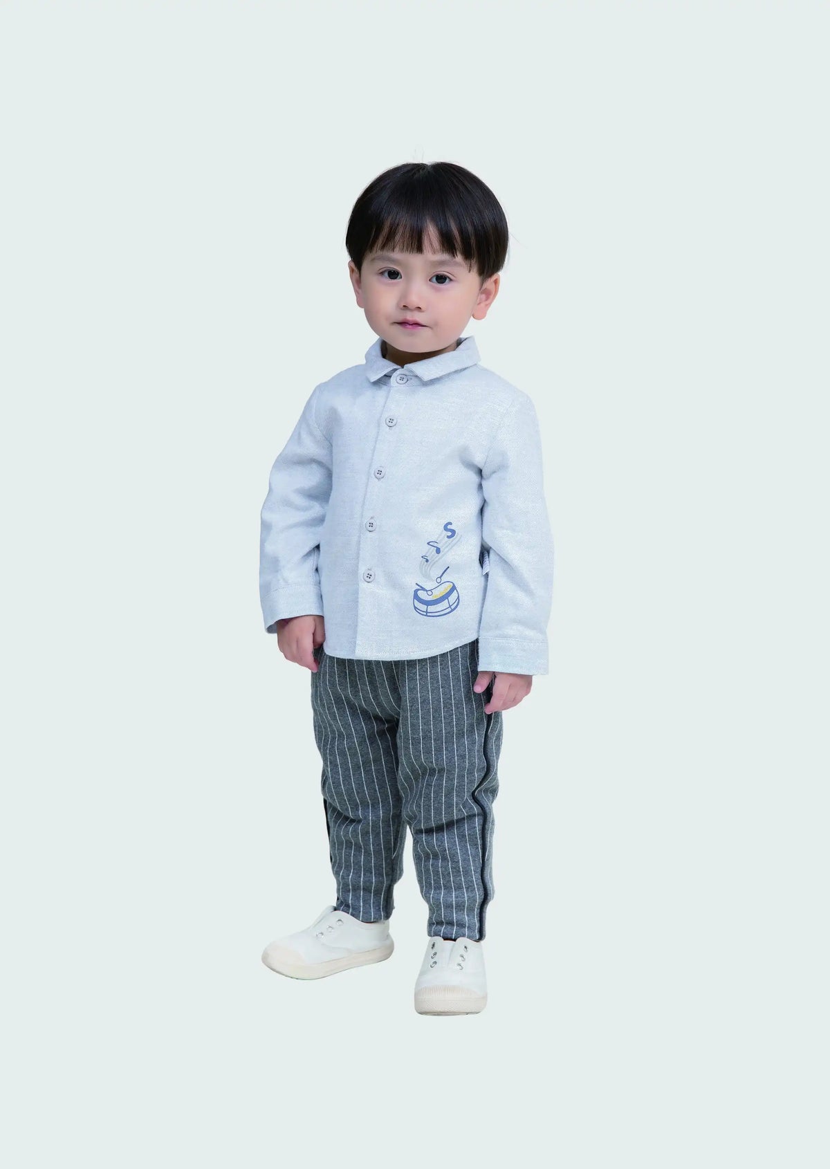 Plain Casual Shirt For Baby Boys 73 | 9-12M Gray Image