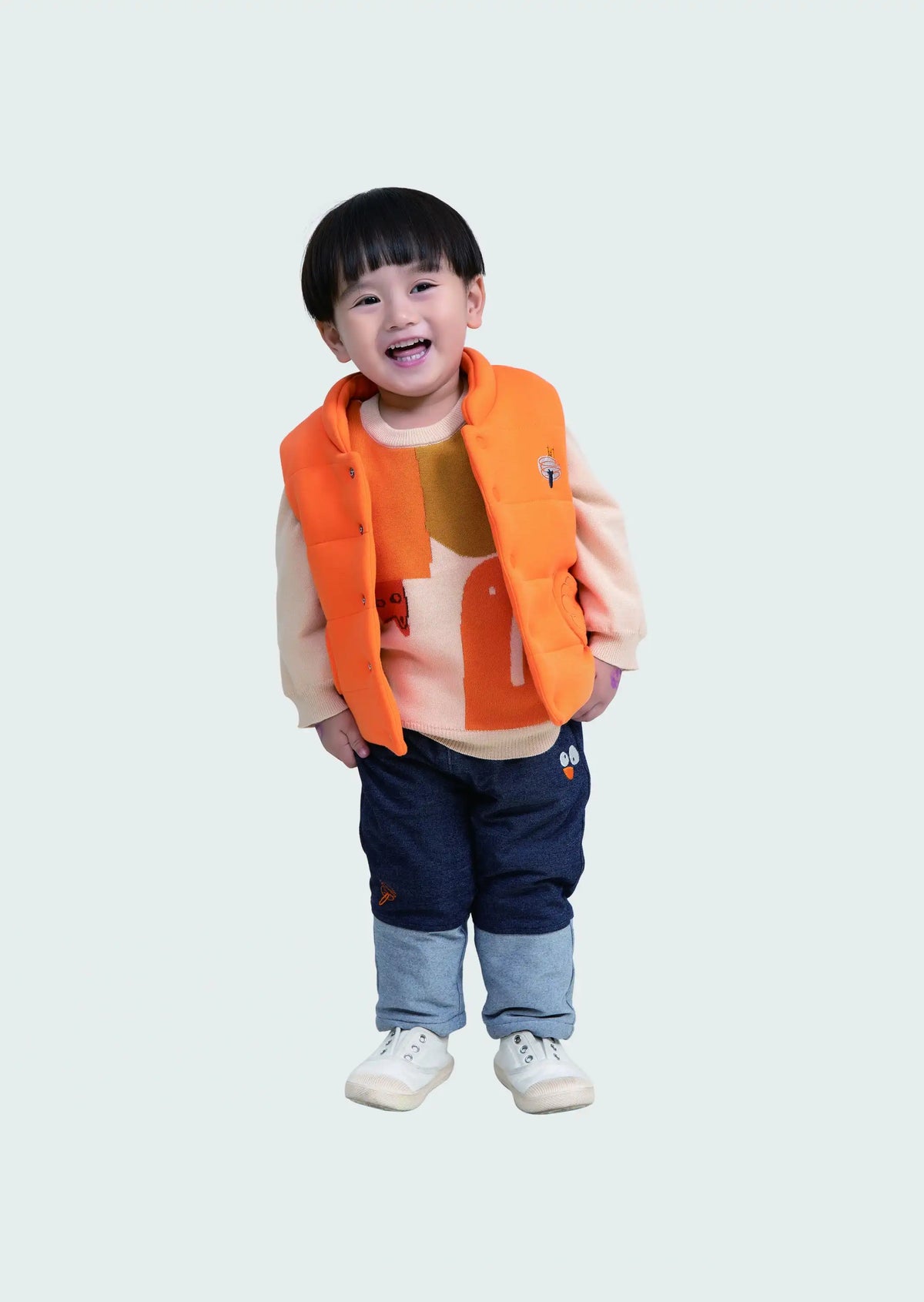 Plain Casual Waistcoat For Baby Boys 66 | 6-9M Orange Image