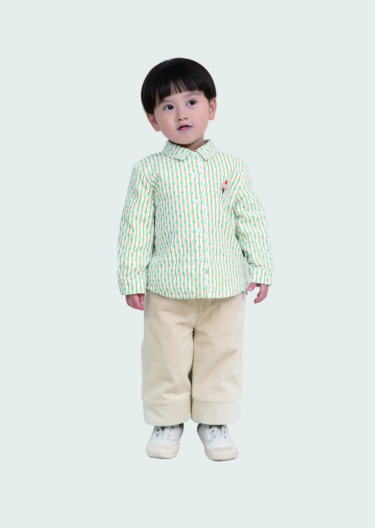 Plain Casual Shirt For Baby Boys 66 | 6-9M Green Flower Image