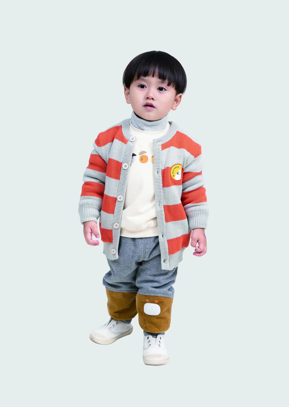 Plain Casual Sweater For Baby Boys 73 | 9-12M Gray Stripes Image