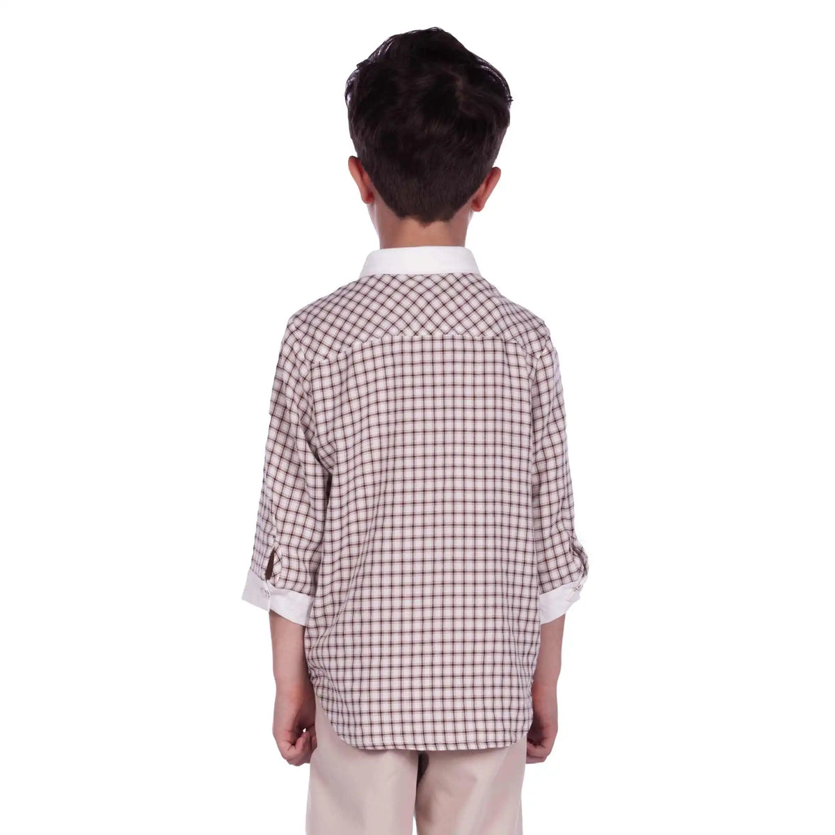 Checked Elegant Blouse For Boys 110 | 4-5Y Coffee Checks 110 | 4-5Y,46.5,72,27.5, Image