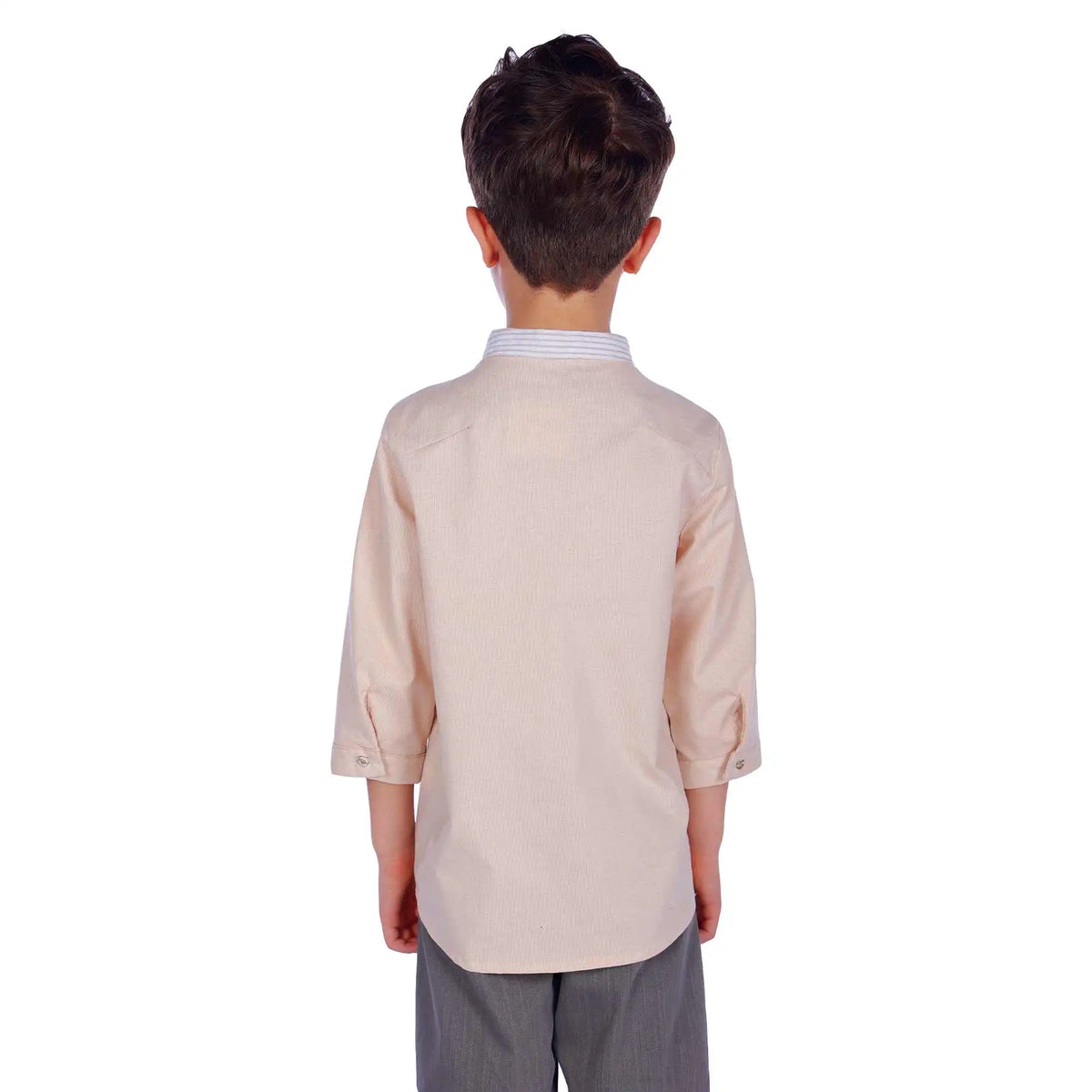 Solid Elegant Blouse For Boys 110 | 4-5Y Dark Beige 110 | 4-5Y,46.5,72,27.5, Image