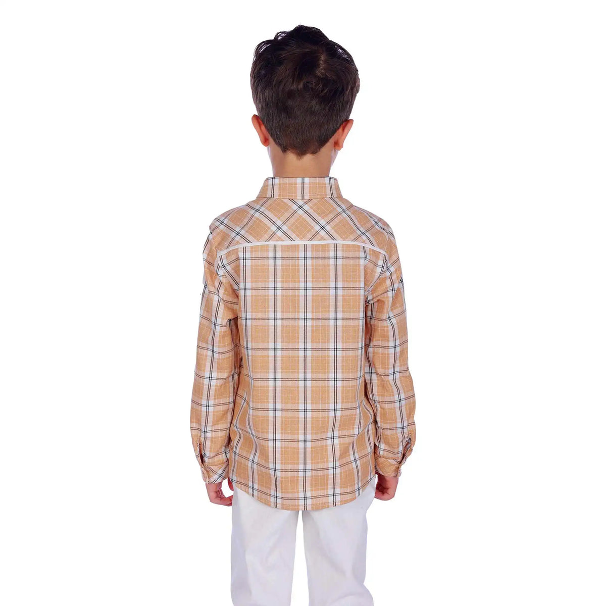 Checked Elegant Shirt For Boys 110 | 4-5Y Khaki Checks 110 | 4-5Y,46.5,70,38.5, Image