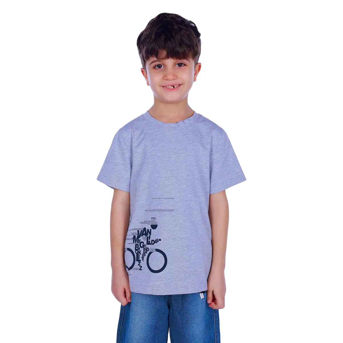 Printed Elegant T.Shirt For Boys Gray Image