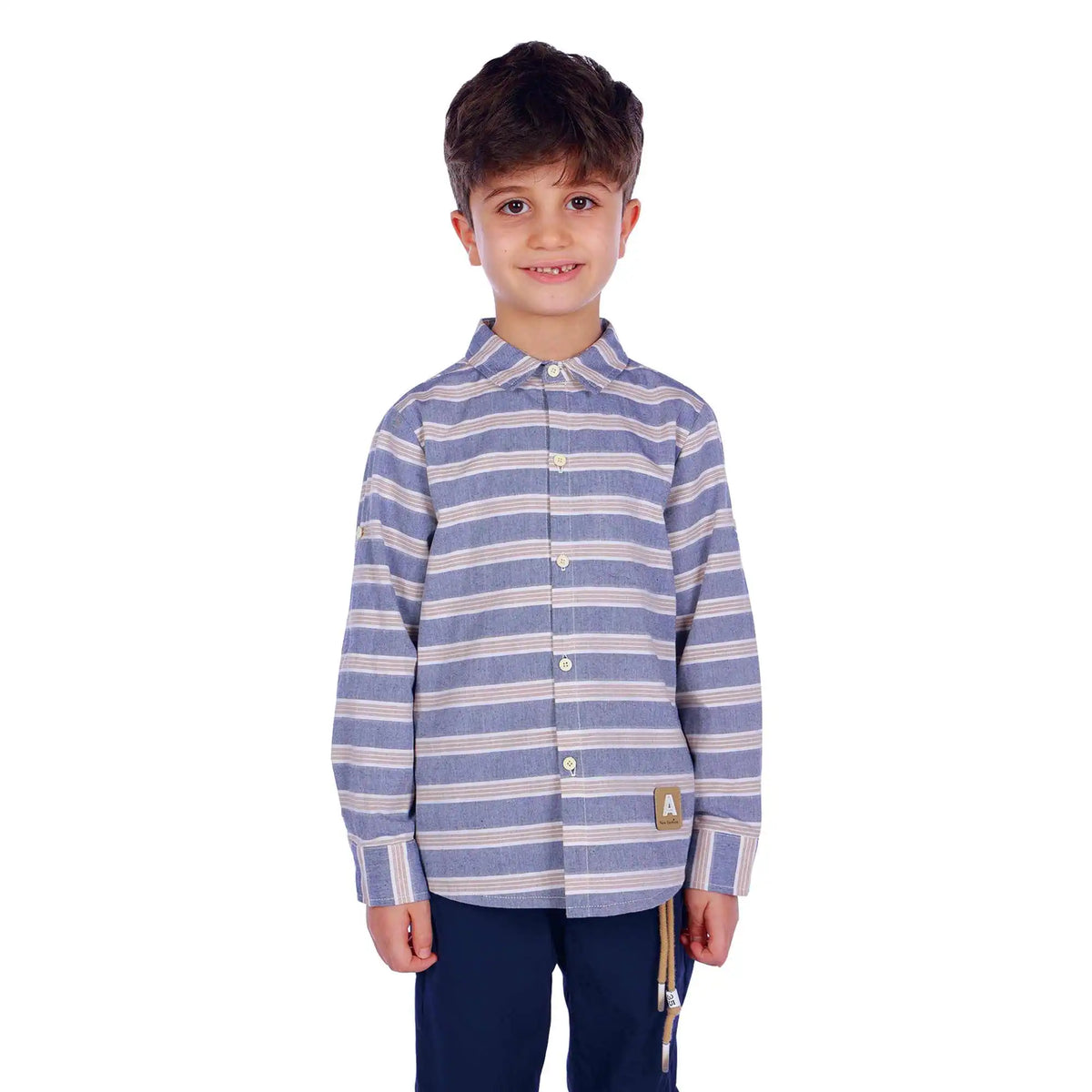 Striped Elegant Shirt For Boys 110 | 4-5Y White Stripes 110 | 4-5Y,46.5,70,38.5, Image