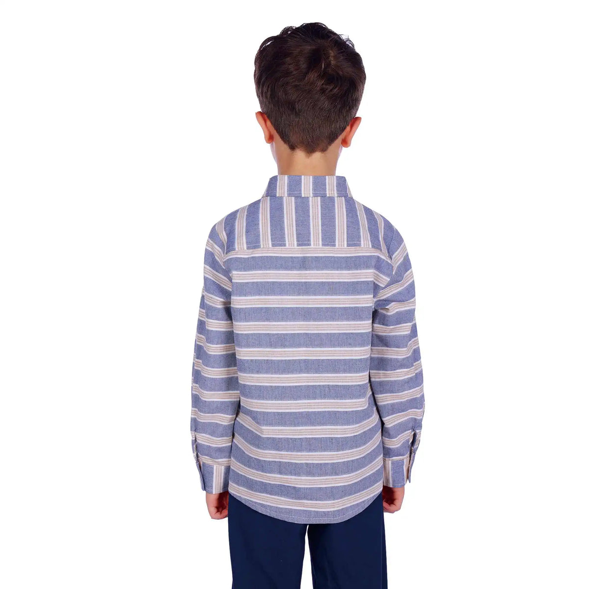 Striped Elegant Shirt For Boys 130 | 7-8Y White Stripes 130 | 7-8Y,53.5,78,45.5, Image