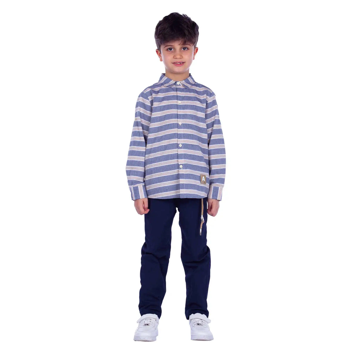 Striped Elegant Shirt For Boys 150 | 10-11Y White Stripes 150 | 10-11Y,60.5,86,52.5, Image