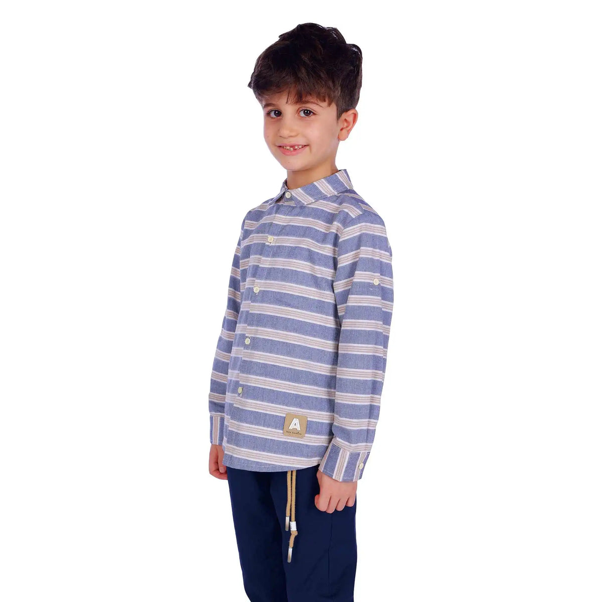 Striped Elegant Shirt For Boys 110 | 4-5Y Blue Stripes 110 | 4-5Y,46.5,70,38.5, Image