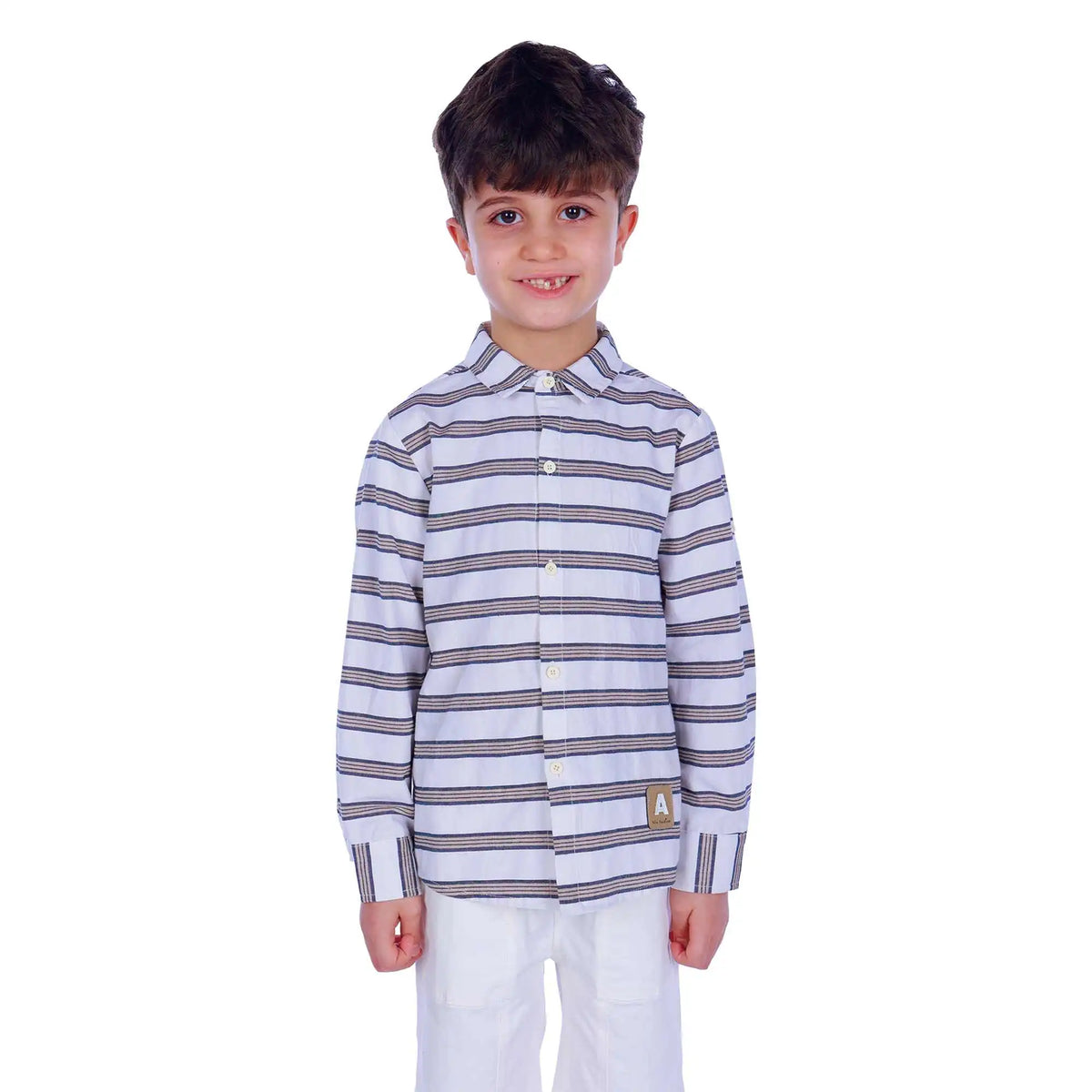 Striped Elegant Shirt For Boys 100 | 3Y White Stripes 100 | 3Y,43,66,35, Image