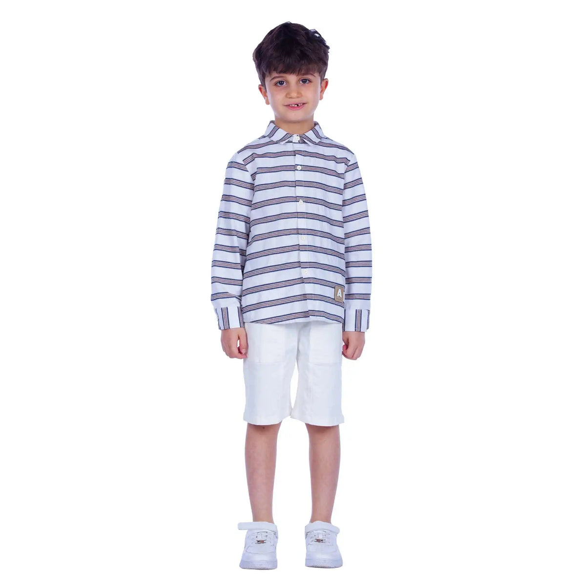 Striped Elegant Shirt For Boys 140 | 8-9Y White Stripes 140 | 8-9Y,57,82,49, Image