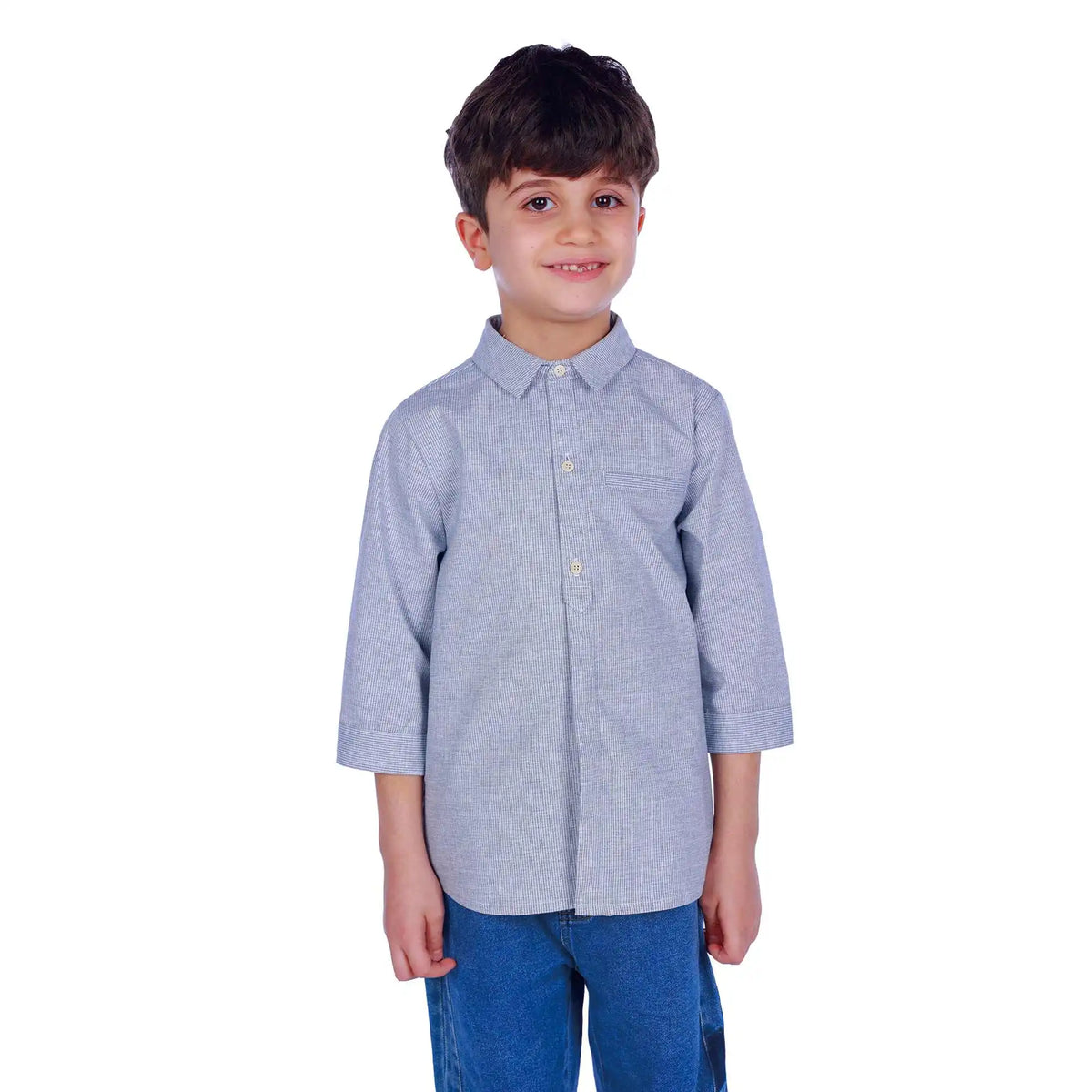 Striped Elegant Shirt For Boys 100 | 3Y Light Gray Blue 100 | 3Y,43,66,25, Image