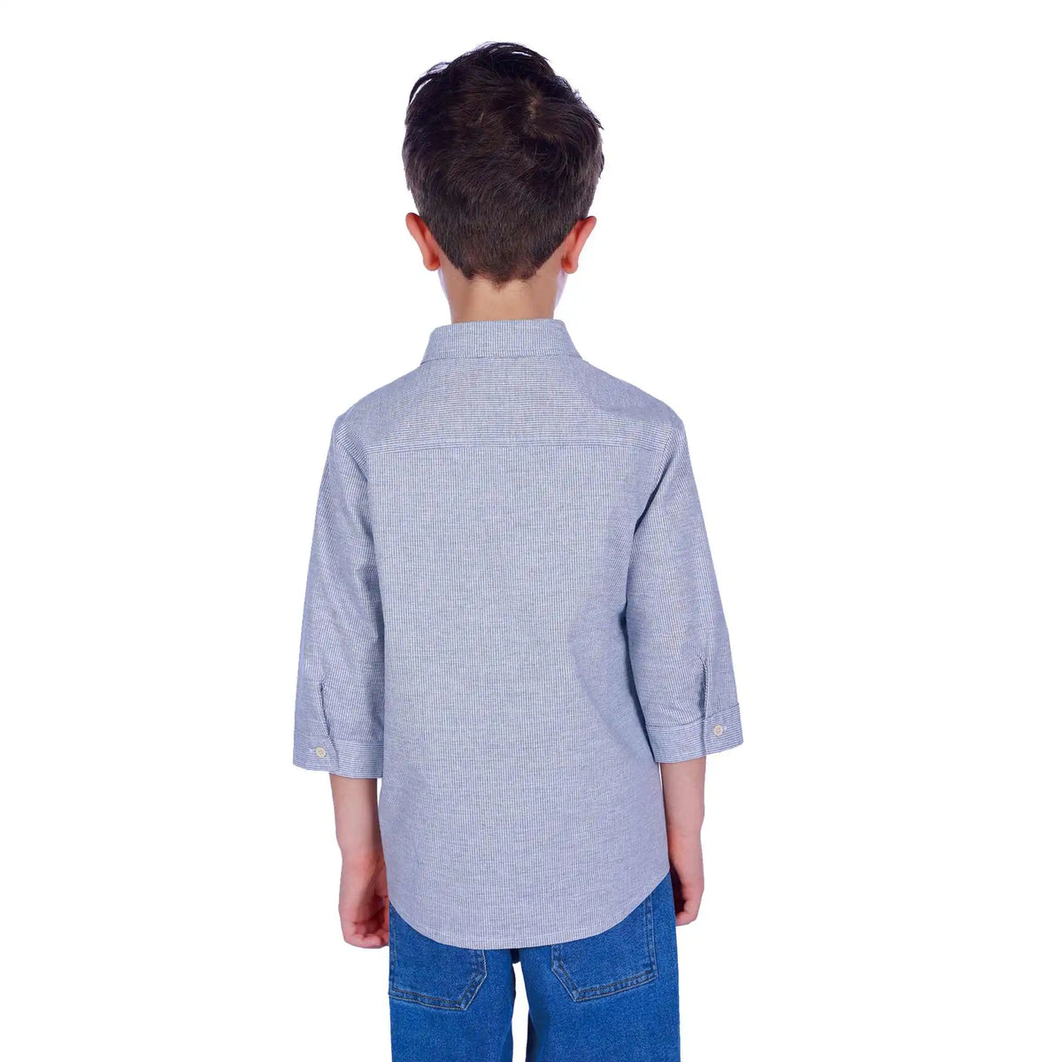 Striped Elegant Shirt For Boys 110 | 4-5Y Light Gray Blue 110 | 4-5Y,46.5,70,27.5, Image