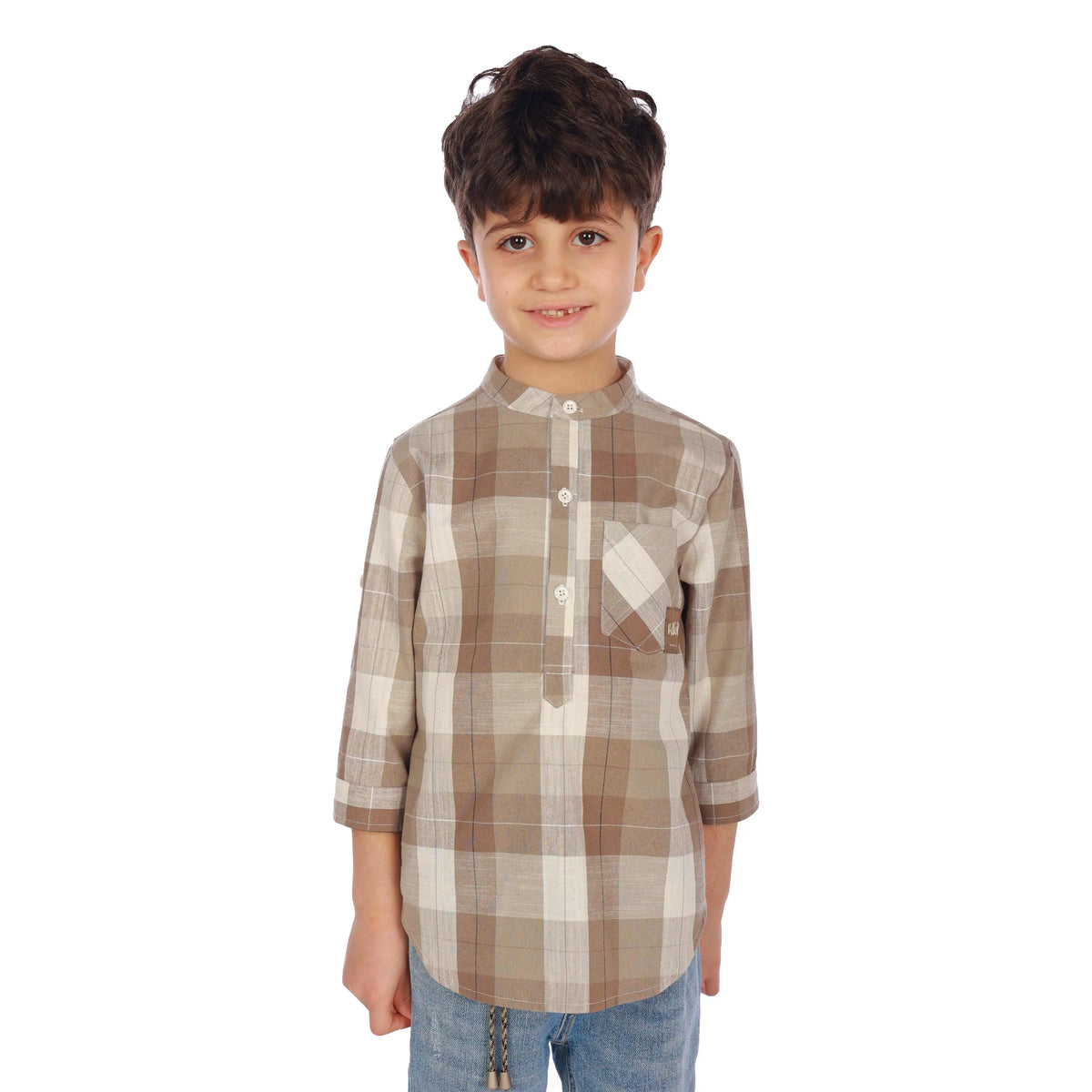 Checks Elegant Blouse For Boys 100 | 3Y Gray Green Checks 100 | 3Y,43,74,25, Image