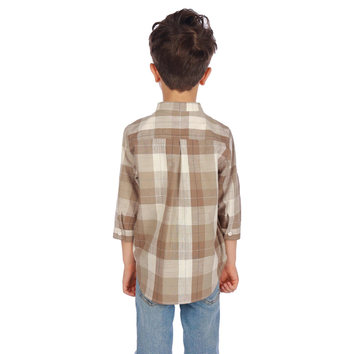 Checks Elegant Blouse For Boys 110 | 4-5Y Gray Green Checks 110 | 4-5Y,46.5,78,27.5, Image