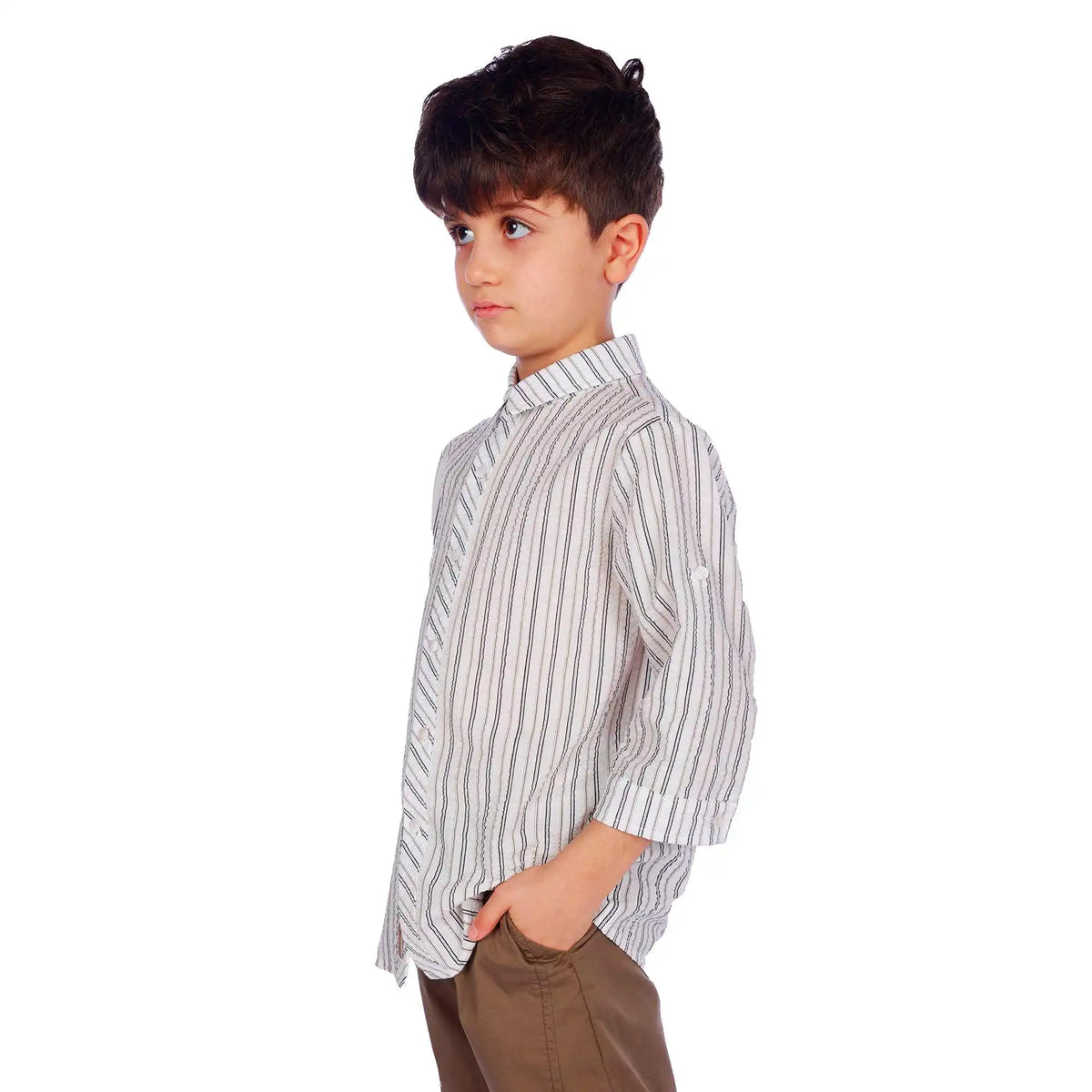 Striped Elegant Shirt For Boys 130 | 7-8Y Blue Stripes 130 | 7-8Y,53.5,78,32.5, Image