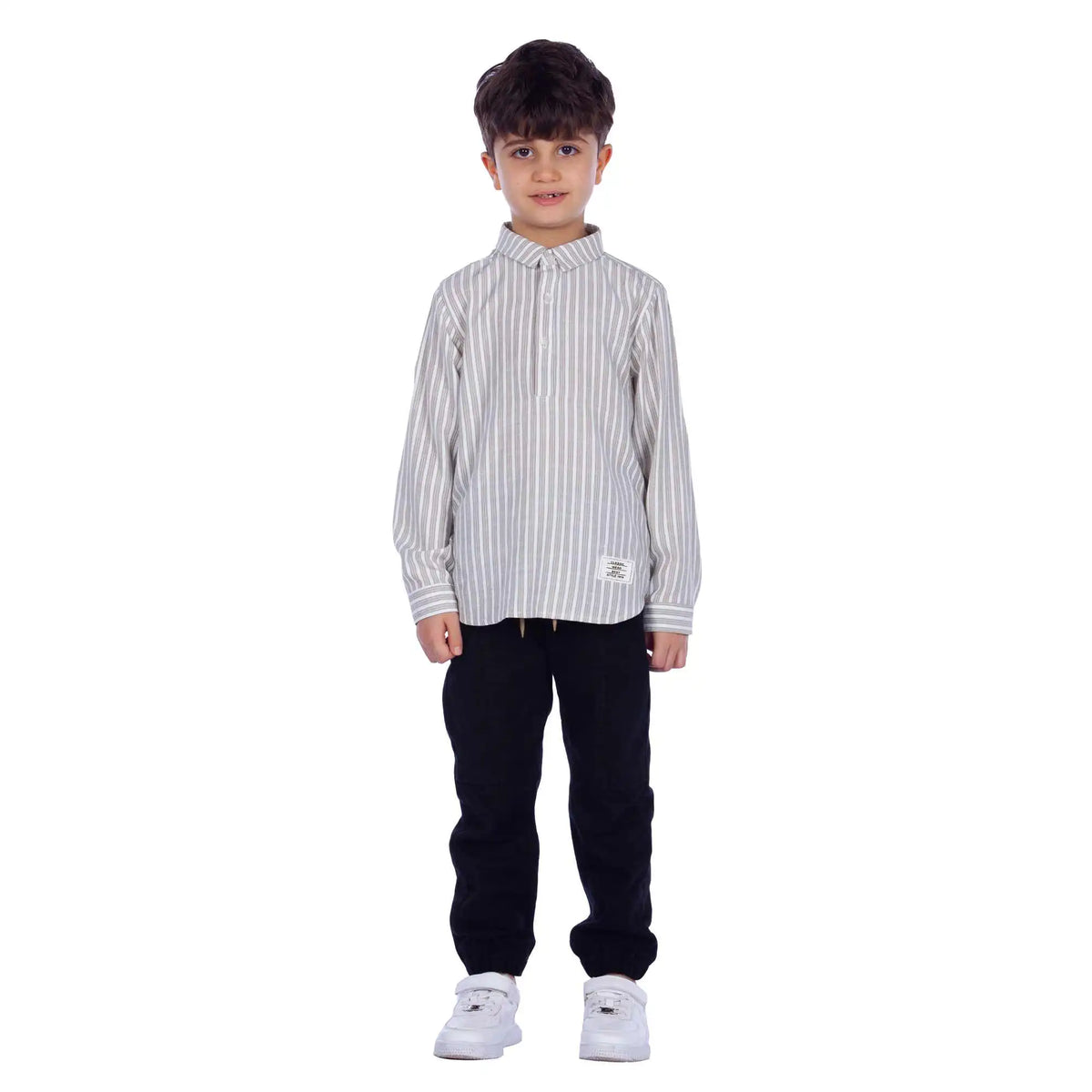 Striped Elegant Blouse For Boys 120 | 5-6Y Light Khaki Stripes 120 | 5-6Y,50,76,42, Image