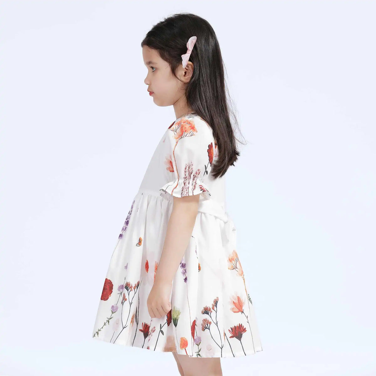 Floral Casual Dress For Girls 130 | 7-8Y White Flower Image