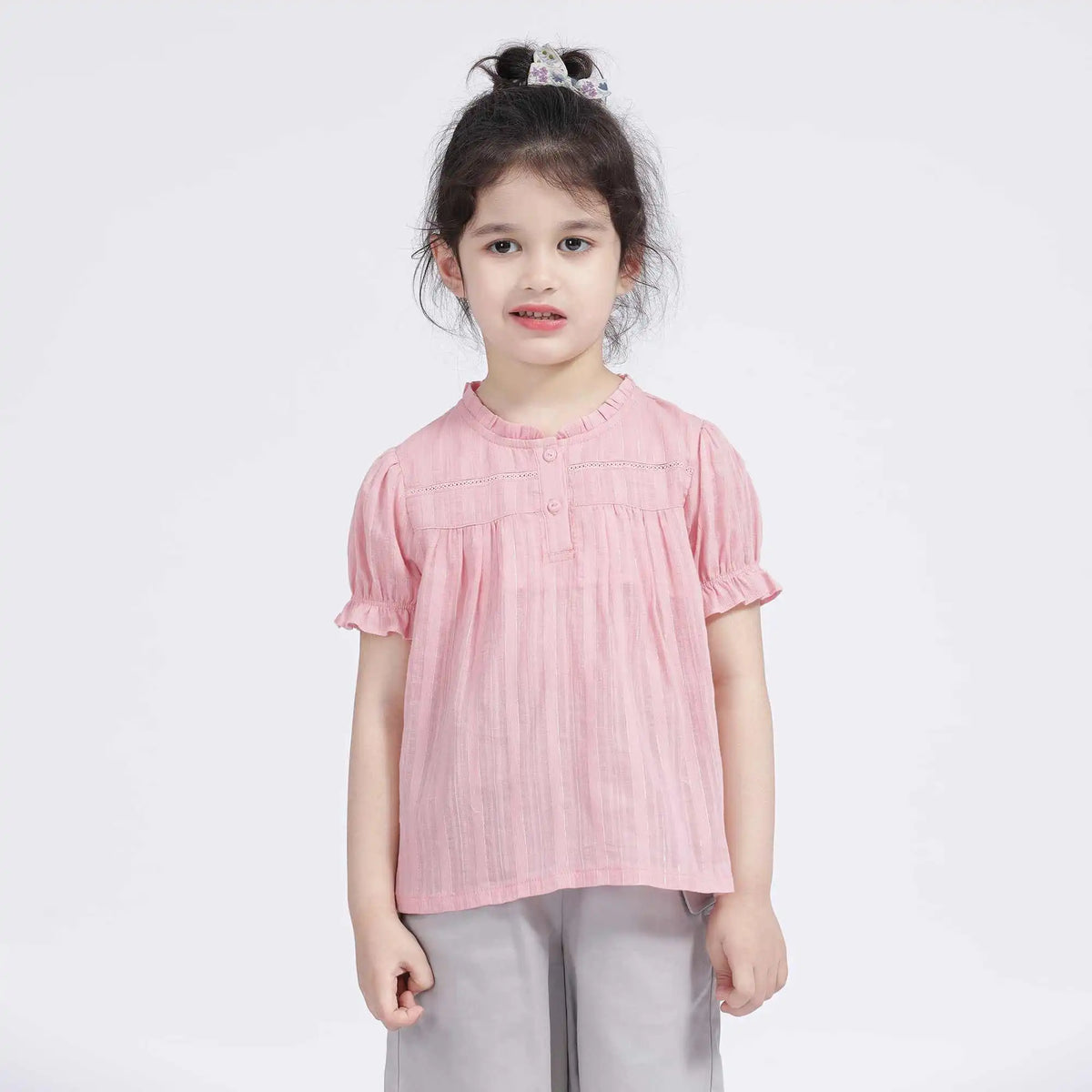 Striped Casual Blouse For Girls 100 | 3Y Pink Image