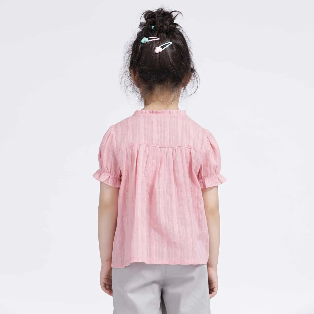 Striped Casual Blouse For Girls 110 | 4-5Y Pink Image