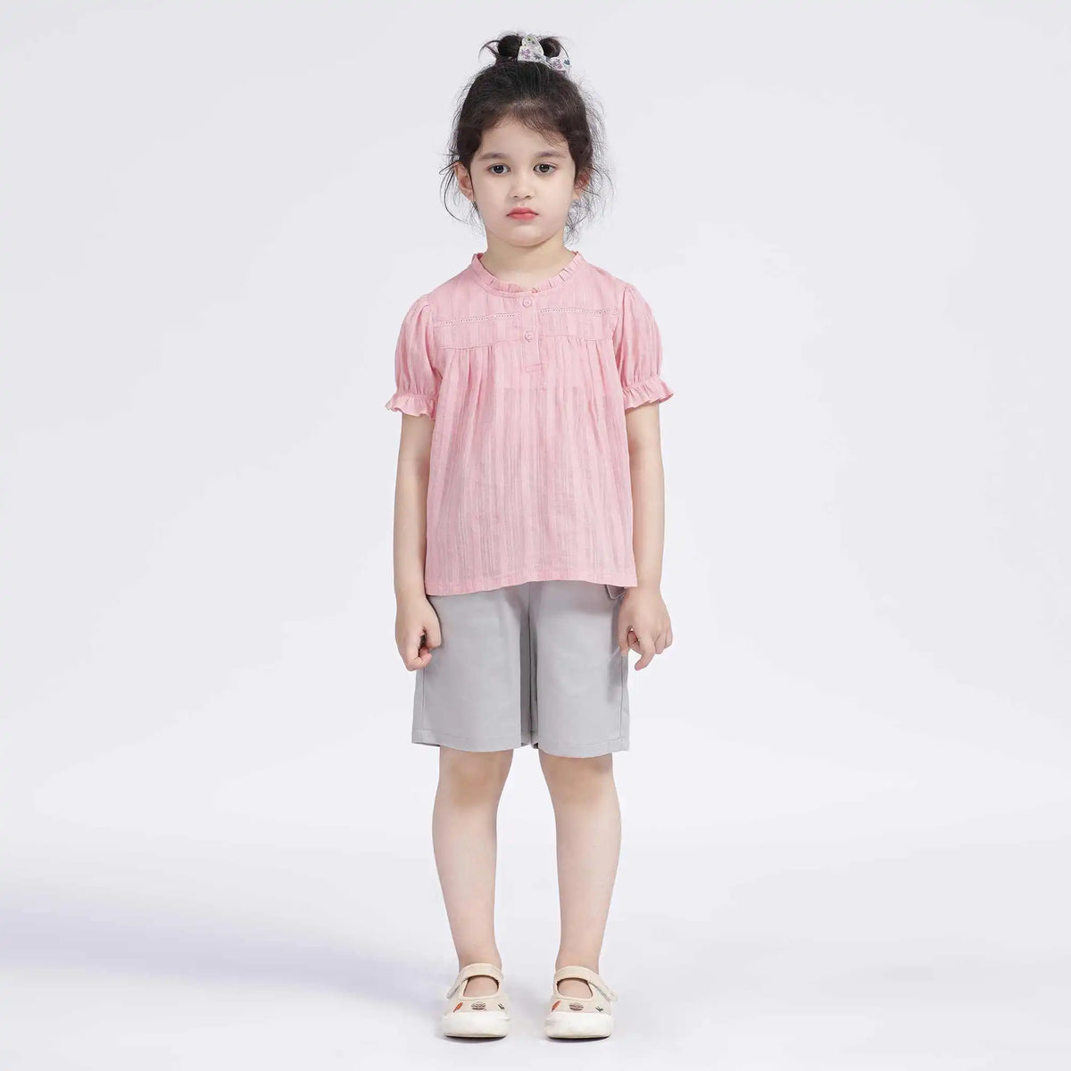 Striped Casual Blouse For Girls 120 | 5-6Y Pink Image