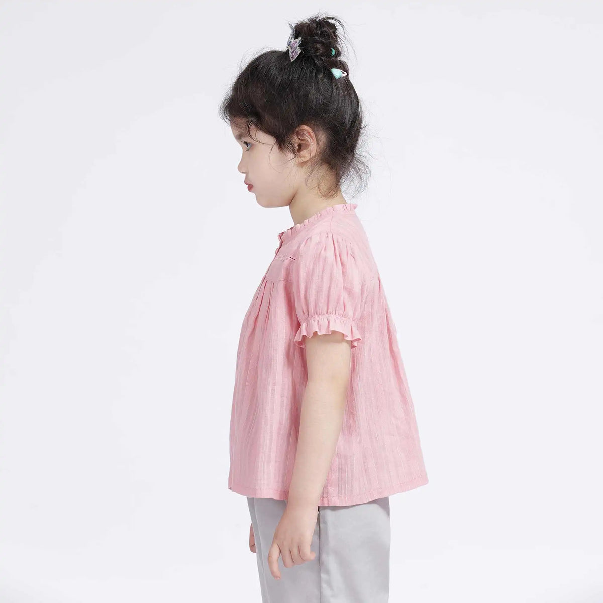 Striped Casual Blouse For Girls 130 | 7-8Y Pink Image