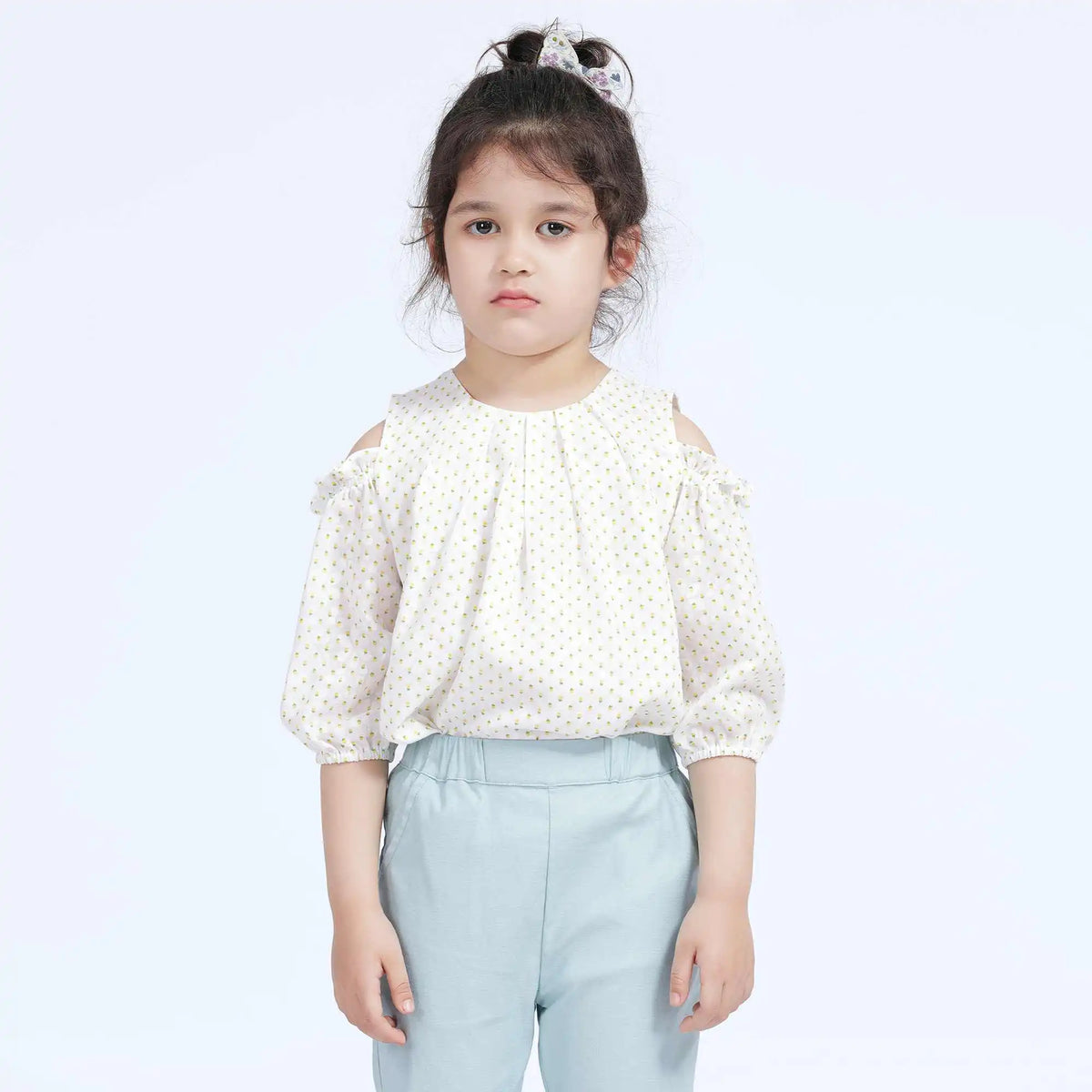 Floral Casual Blouse For Girls 100 | 3Y Yellow Flower Image