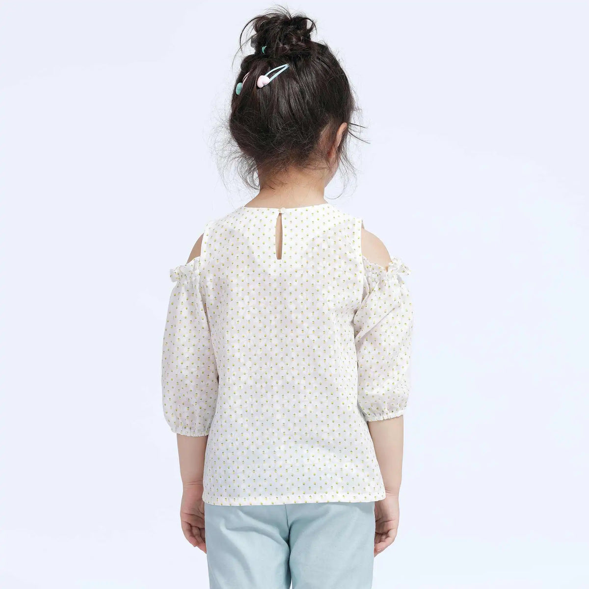 Floral Casual Blouse For Girls 110 | 4-5Y Yellow Flower Image