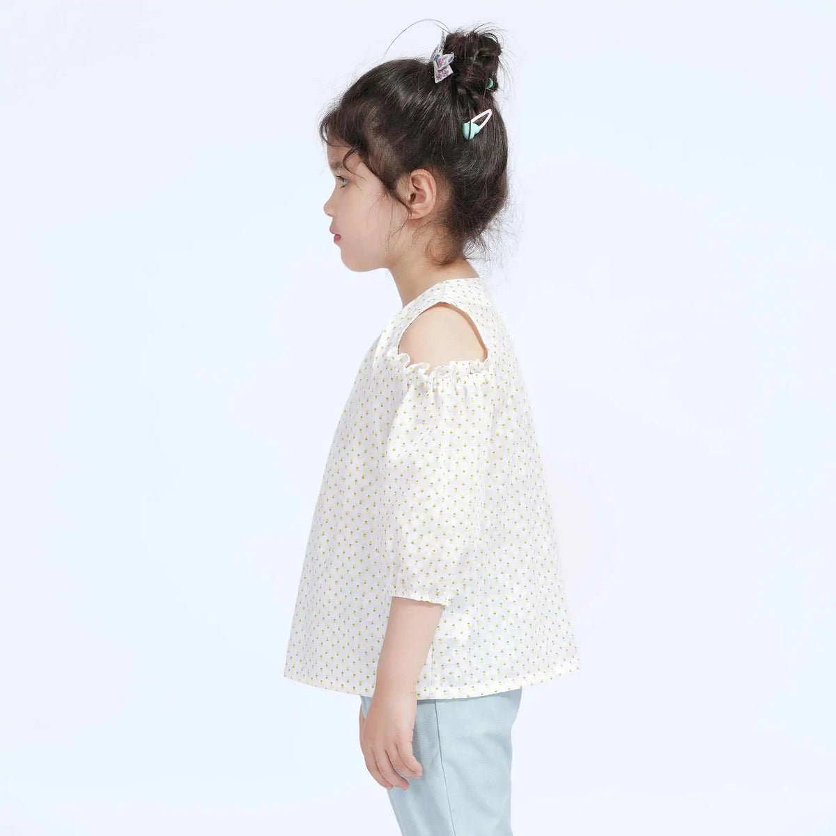 Floral Casual Blouse For Girls 130 | 7-8Y Yellow Flower Image