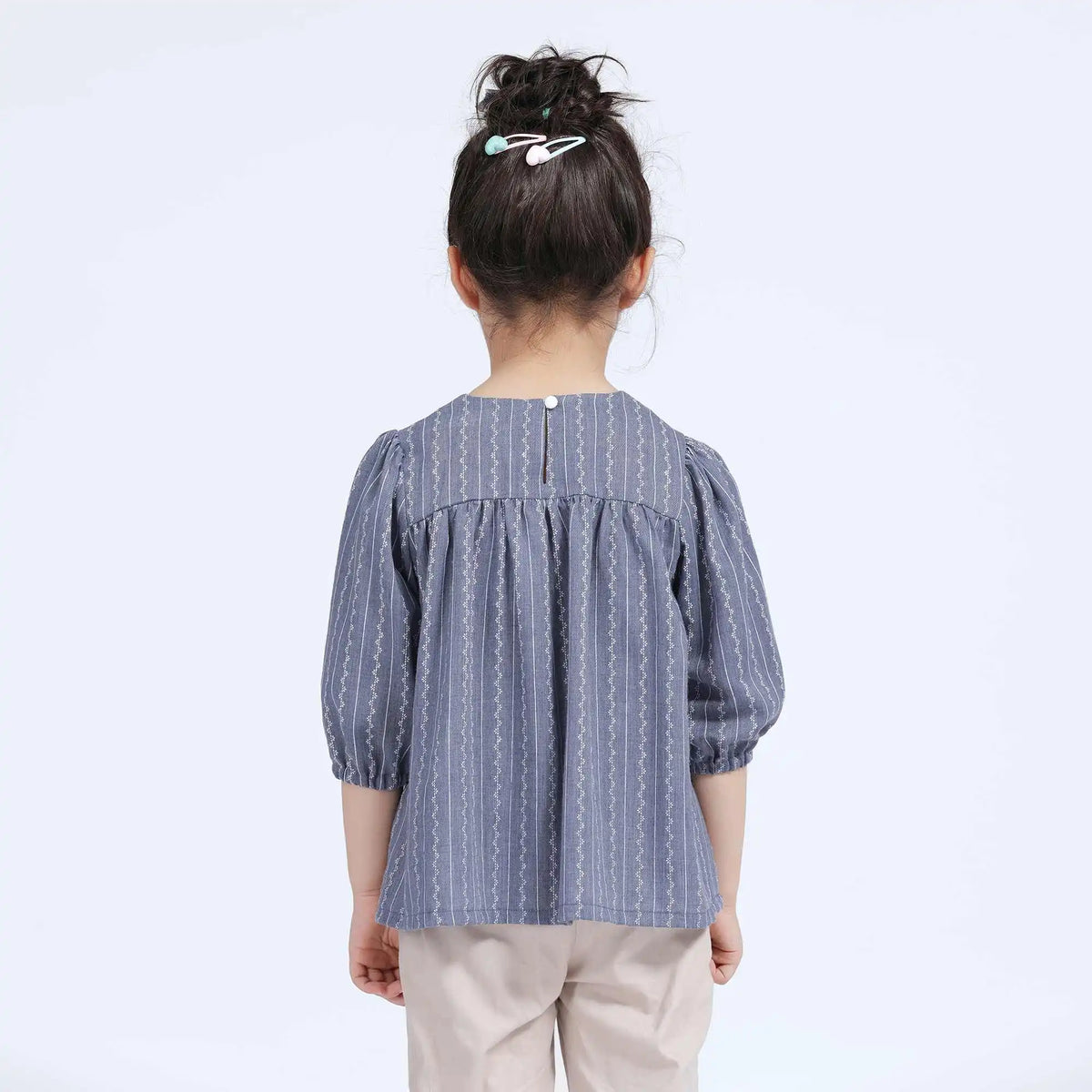 Striped Casual Blouse For Girls 110 | 4-5Y Blue Stripes Image