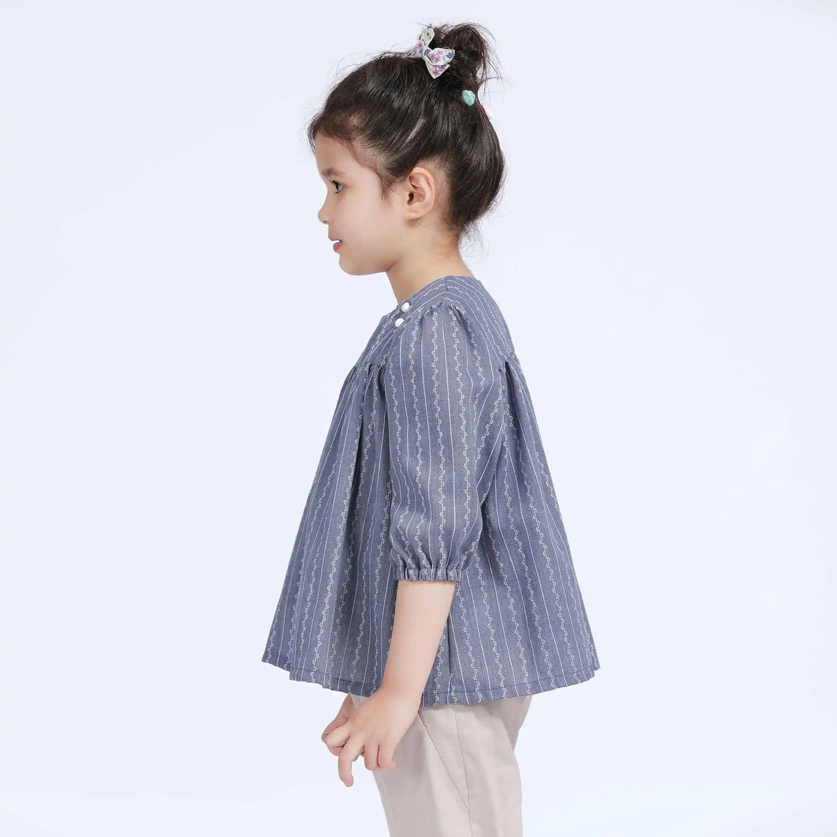 Striped Casual Blouse For Girls 130 | 7-8Y Blue Stripes Image