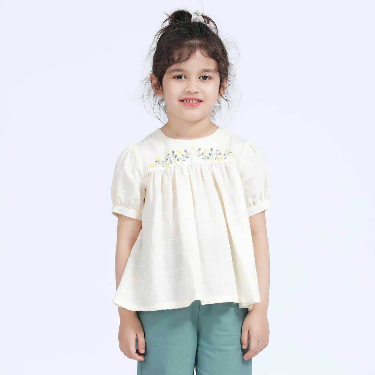 Floral Casual Blouse For Girls 100 | 3Y Yellow Image