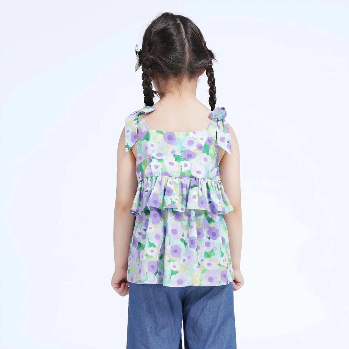 Floral Casual Blouse For Girls 110 | 4-5Y Purple Flower Image