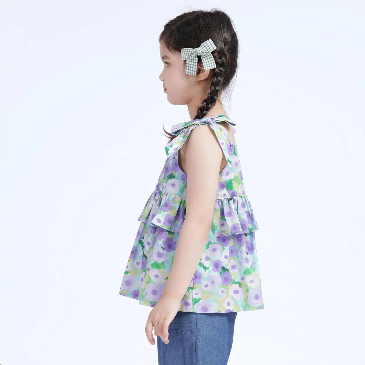 Floral Casual Blouse For Girls 130 | 7-8Y Purple Flower Image