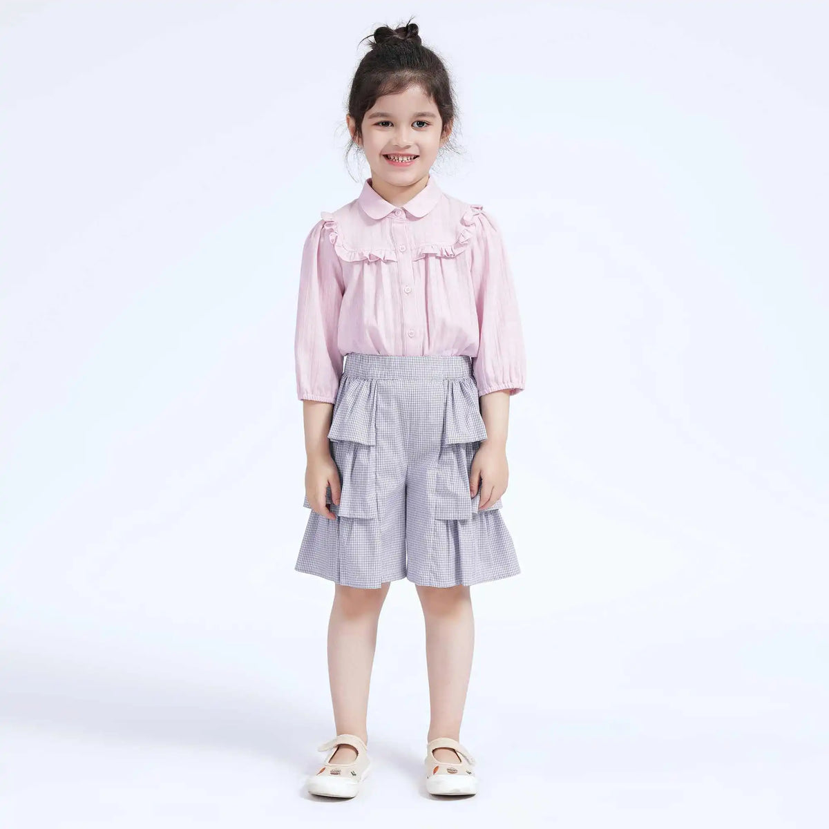 Plain Casual Shirt For Girls 120 | 5-6Y Pink Purple Image