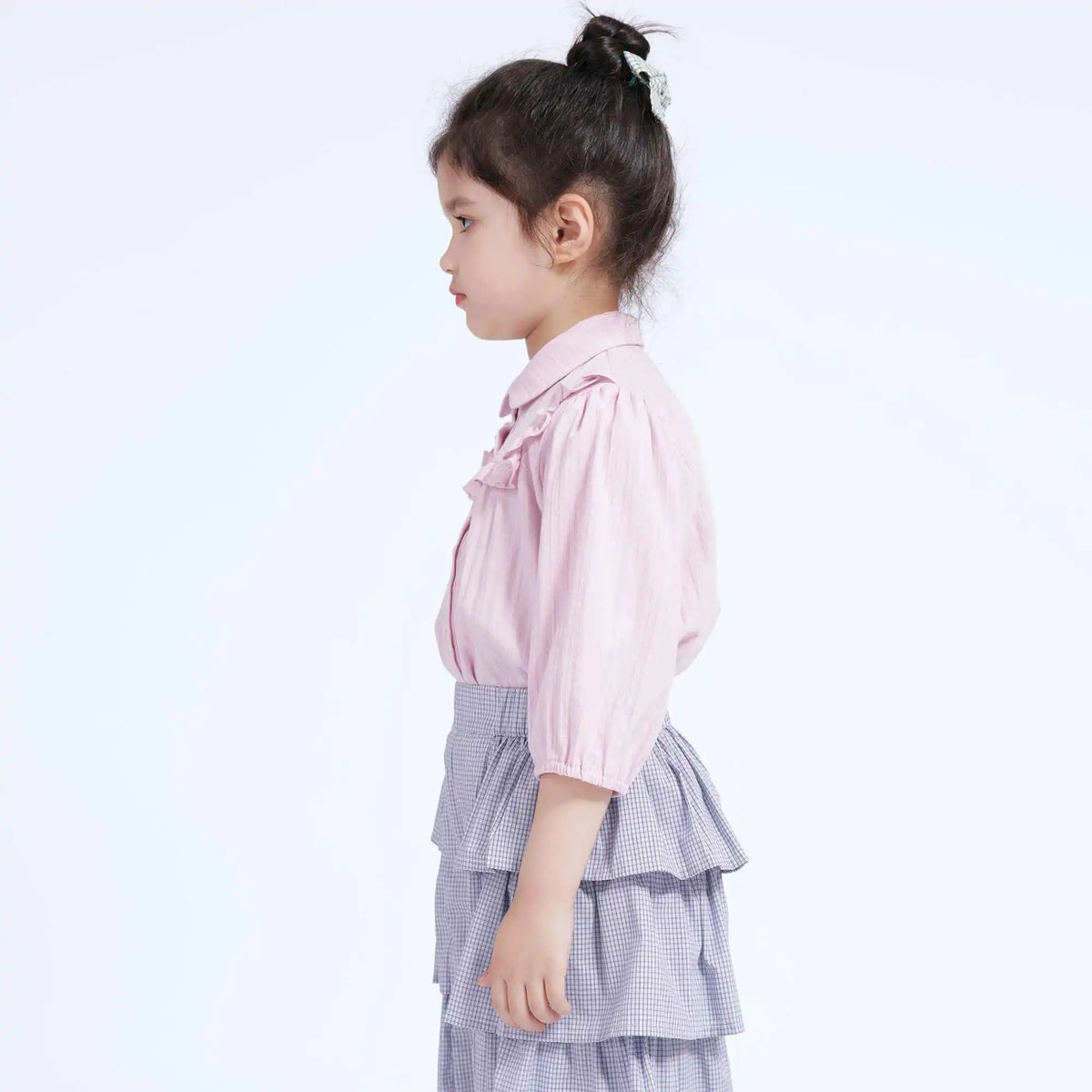 Plain Casual Shirt For Girls 130 | 7-8Y Pink Purple Image